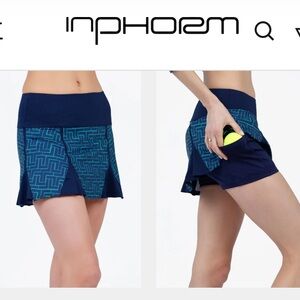 NWT Inphorm Alyssa A-line Eco Friendly Navy and Teal Tennis Skort Size Large